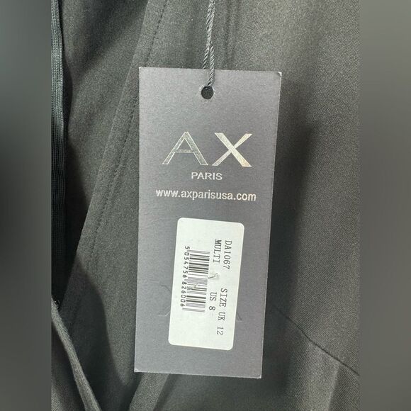 AX Paris Multi 2 -1 Animal Print Wrap Midi Dress- Black Mulit- Size 8 US /12 UK - Picture 7 of 11